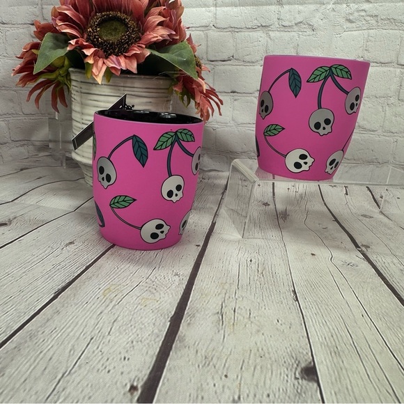 NWT cobwebs & caldrons Pink cherry Skull Pattern Mug whimsygoth coquette punk - Picture 2 of 6